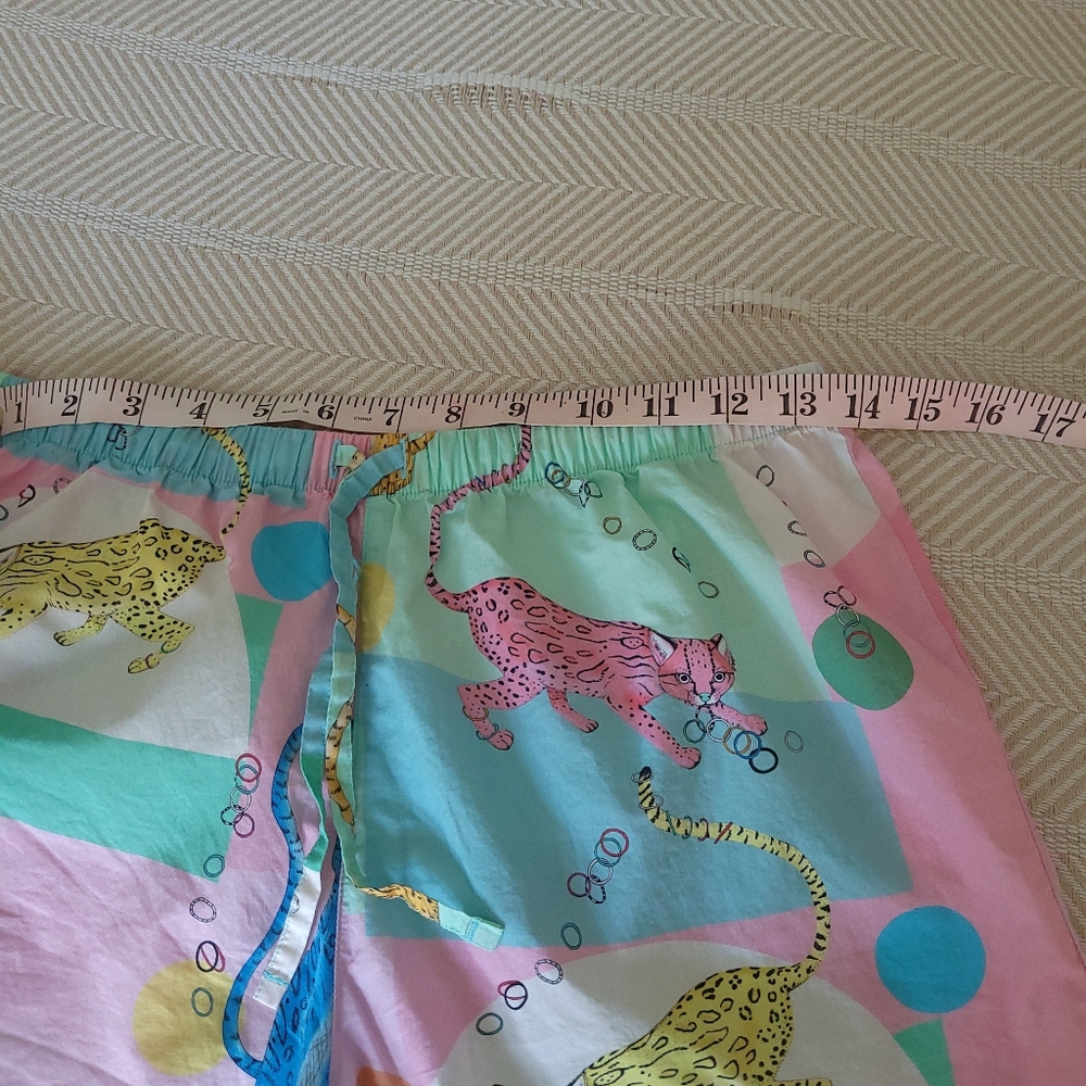 The Cat's Pajamas Size Medium Pastel Pink Blue Yellow Cat Jaguar Leopard Shorts - Picture 5 of 10